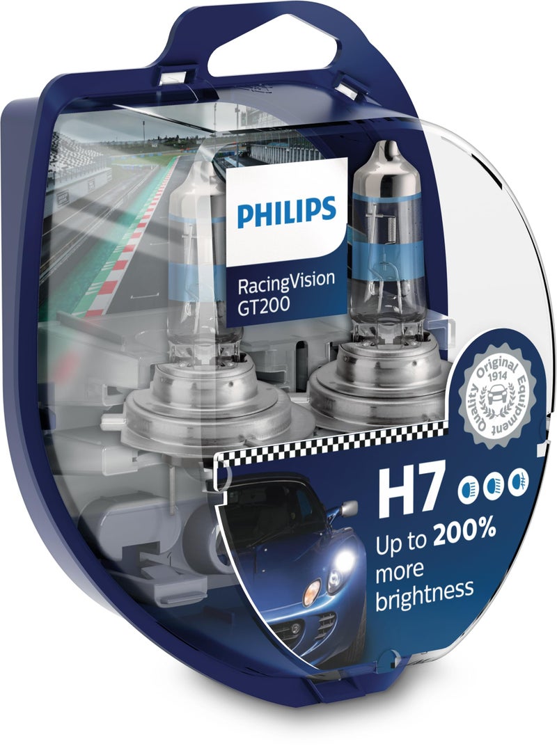 Philips RacingVision GT200 H7 Headlight Bulb + 200% Set - Image 1