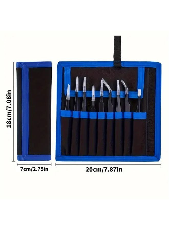 9 Pcs Anti Static Tweezers Set Multifunctional Stainless Steel Kit For Electronics Repair - Image 3
