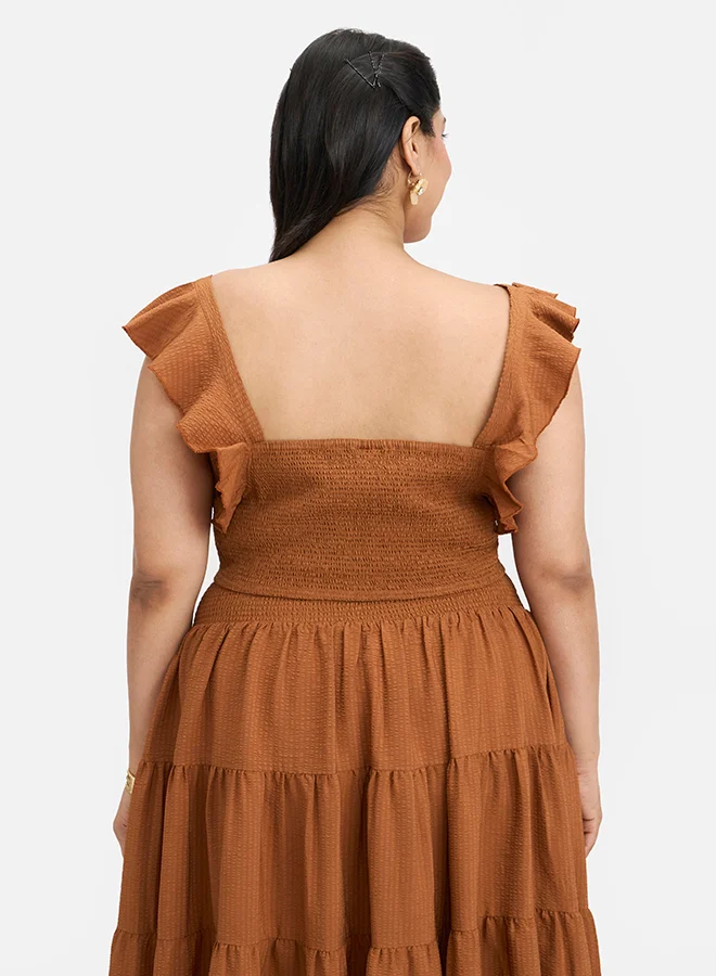 Virgio VIRGIO Bubble Crepe Ruffle Strap Top