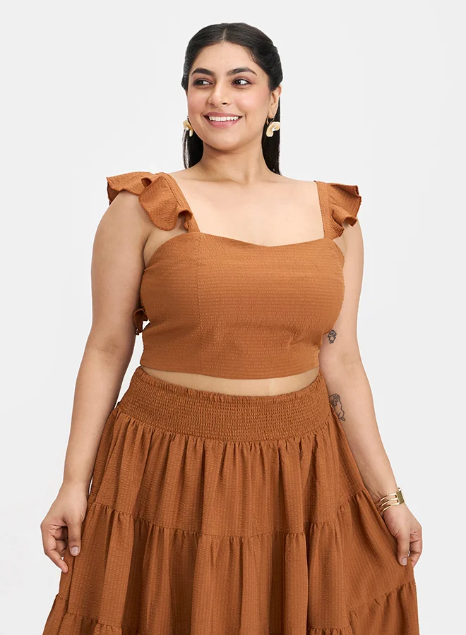 Virgio VIRGIO Bubble Crepe Ruffle Strap Top