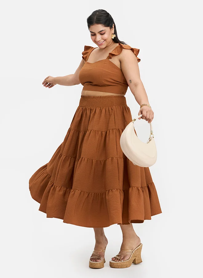 Virgio VIRGIO Bubble Crepe Ruffle Strap Top