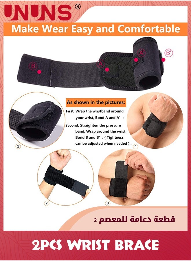 UNUNS Fitness Wrist Brace,2 Pcs Adjustable Wrist Support Protection, Ergonomic Wrist Compression Strap Wrist Wrap,Women Men Wrist Band For Gym Workout Weightlifting Sports  - Image 2