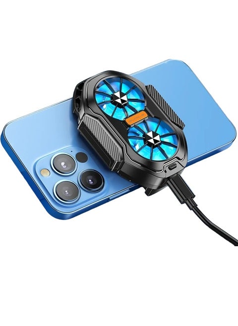 FS01 Phone Cooler, Dual Fan Mobile Phone Cooler, Long Lasting Stronger Cooling External Mobile Radiator, Fast Cooling Adjustable Back Clip Cooling Fan For Phone, (Plug in Version)