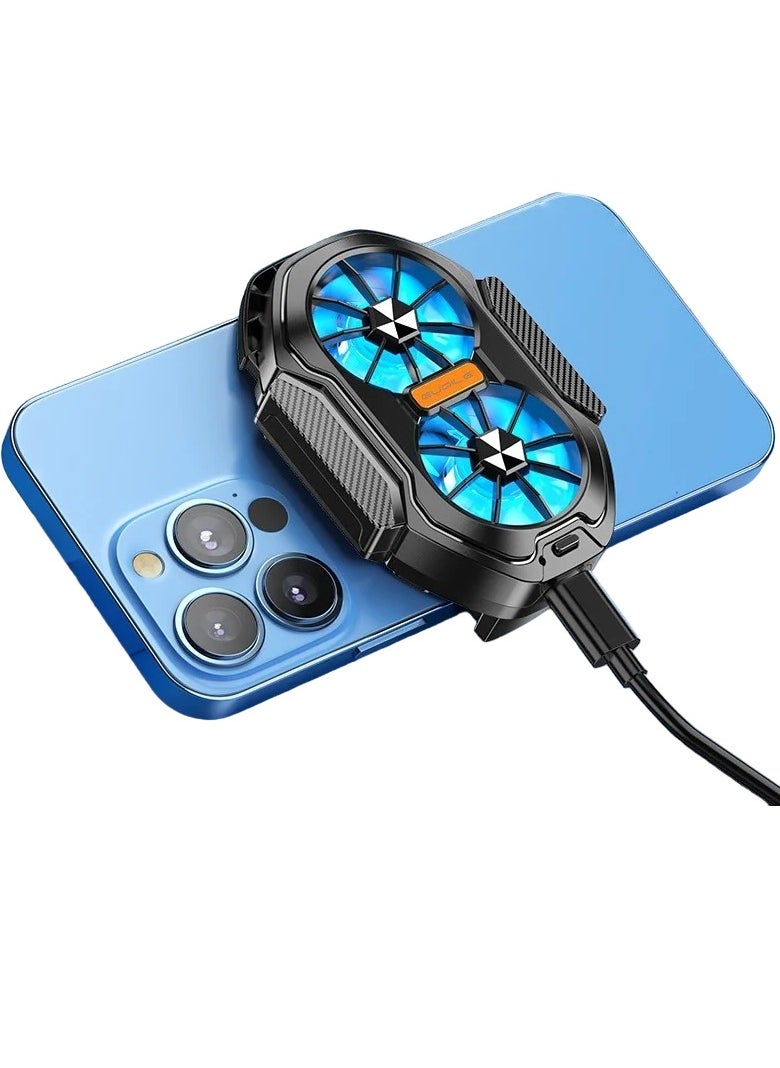 FS01 Phone Cooler, Dual Fan Mobile Phone Cooler, Long Lasting Stronger Cooling External Mobile Radiator, Fast Cooling Adjustable Back Clip Cooling Fan For Phone, (Plug in Version)