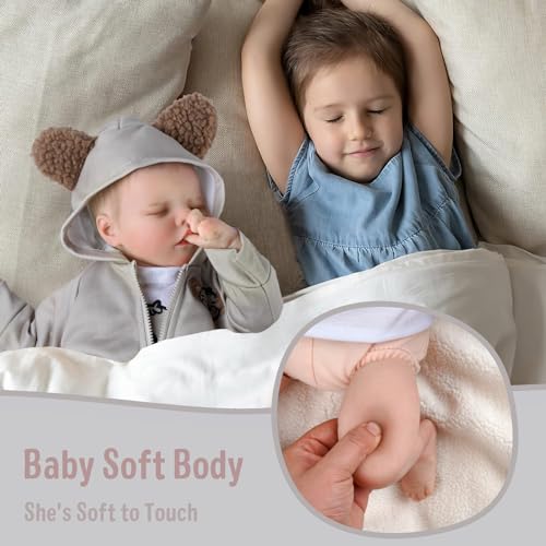 JIZHI Realistic Reborn Baby Dolls Girl 17 Inch Lifelike Newborn Real Life Baby Girl Dolls Soft Vinyl and Cloth Body with Feeding Kit Gift Box for Kids Age 3 - Image 5