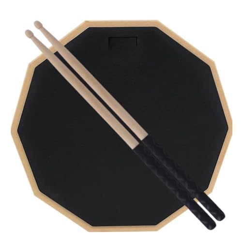 IMAGINEA 12" Drum Practice Pad with Drumsticks | Silent Double-Sided Drum Training Pad for Beginners & Drummers | Non-Slip Rubber Base | Portable Drum Practice Kit - Image 1
