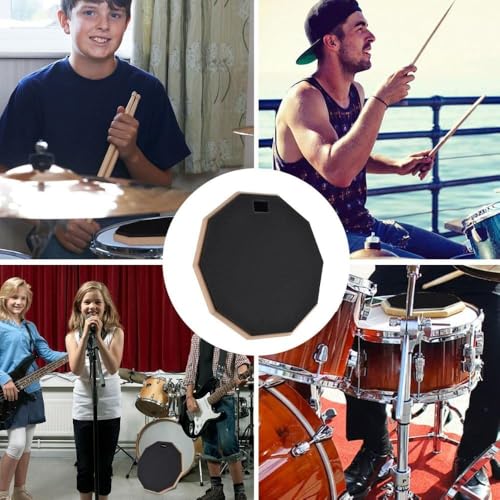 IMAGINEA 12" Drum Practice Pad with Drumsticks | Silent Double-Sided Drum Training Pad for Beginners & Drummers | Non-Slip Rubber Base | Portable Drum Practice Kit - Image 5
