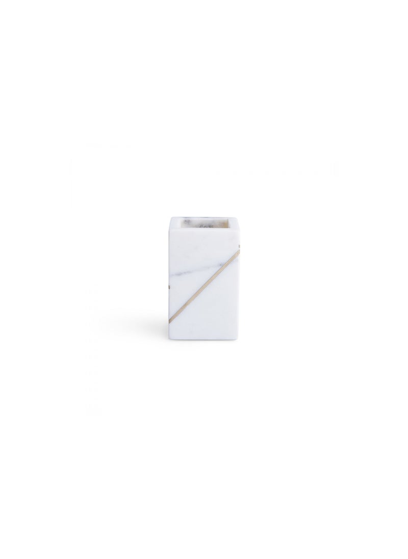 Pan Home كوب لايلا من الرخام 7.60x7.60x12 سم - أبيض - Image 1
