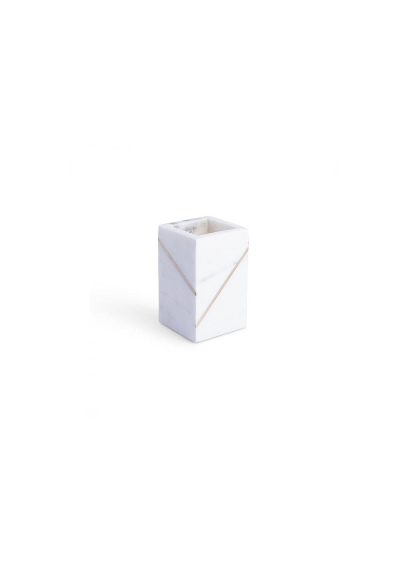 Pan Home كوب لايلا من الرخام 7.60x7.60x12 سم - أبيض - Image 2
