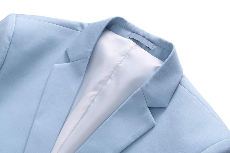 UNINUKOO Men's Suit Slim Fit 2 Button 2 Piece Suits for Men Party Formal Dress Solid Tuxedo Blazer Jacket Pants Set US Size 32 Sky Blue - Image 3