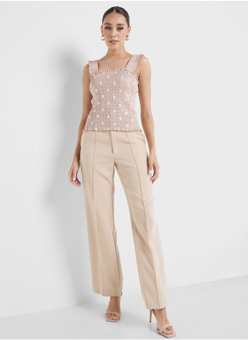PIECES Shirred Floral Print Top  - Image 4