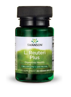 L. Reuteri Probiotic Plus w/L. Rhamnosus L. Acidophilus & FOS Prebiotic Digestive Support - Promotes Gut Health w/ 7 Billion CFU per Capsule - (30 Veggie Capsules)