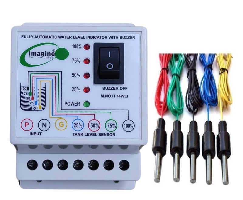 Imagine Technologies Water Level Indicator with Alarm on Tank Full with 5 Sensors (White, IT74WLI) - Image 1