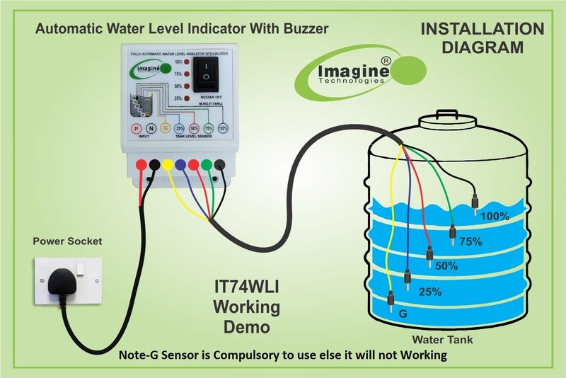 Imagine Technologies Water Level Indicator with Alarm on Tank Full with 5 Sensors (White, IT74WLI) - Image 2
