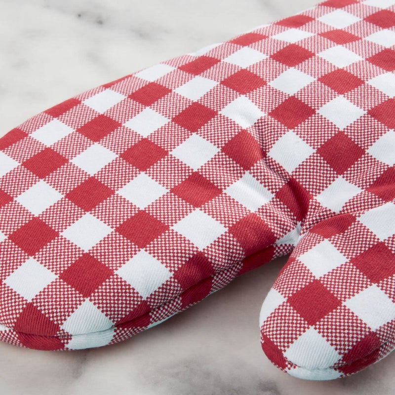 KitchenAid Gingham Oven Mitt 2-Pack Set  Passion Red  7""x13"" - Image 4