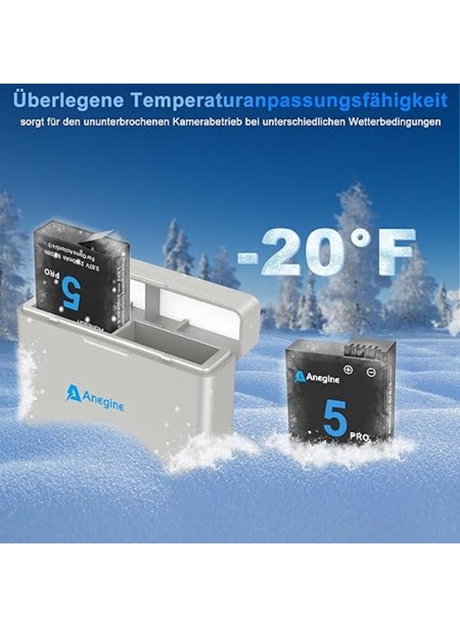 Osmo Action 6 5 Pro 4 3 Battery 2100mAh and Dual USB LED Charger Kit for Osmo 360, OsmoAction6, OsmoAction5Pro, OsmoAction4, OsmoAction3 (2-Pack) - Image 5