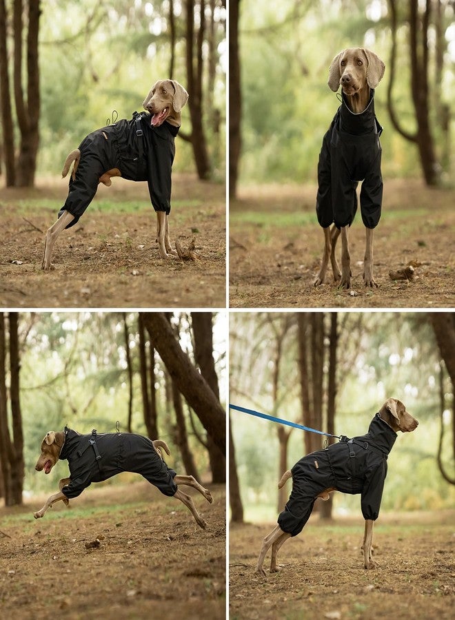 PAWBOSE Dog Raincoat with Harness for Medium and Large Dogs, Adjustable Waterproof Dog Rain Jacket,Reflective Rainproof Puppy 4 Legs Raincoat-Black,XL - Image 4