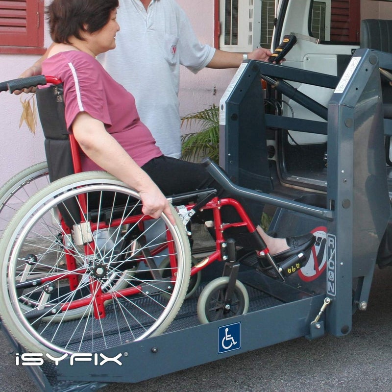 iSYFIX ملصقات علامات الإعاقة - 4 عبوات، 3x3 بوصة - علامة الكرسي المتحرك، ملصق الإعاقة، فينيل ذاتي اللصق عالي الجودة، مغلف، للاستخدام الداخلي والخارجي - Image 5