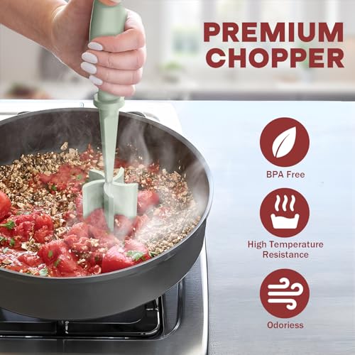PGYARD Meat Chopper, Hamburger Grinder, Premium Heat Resistant Smasher for Ground Beef, Burger Grinder Nylon Potato Mix Tool-Green - Image 5