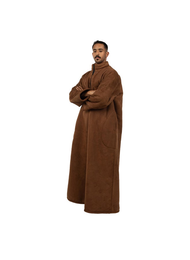 AL SANIDI - Fur Coat, Winter Dress, Brown, Size XXL - Image 1