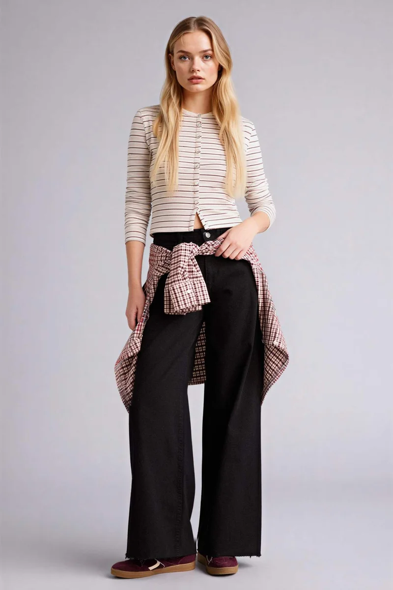 DeFacto Slim Fit Crew Neck Ribana Cardigan