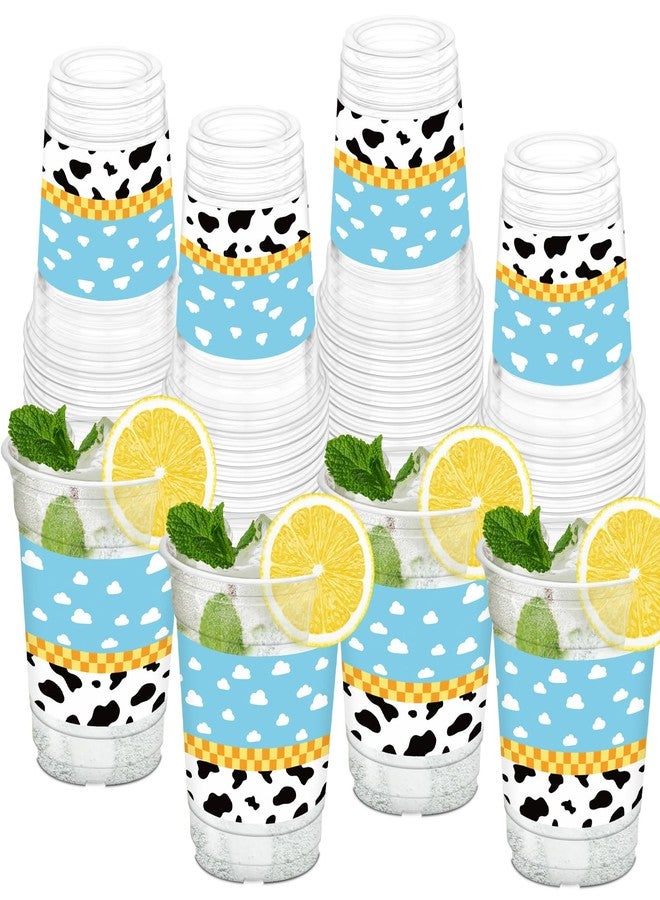 HYMENEX 50 Pcs Cartoon Story Party Cups, 12oz Toy Inspired Cups Blue Sky White Clouds Clear Plastic Cup for Birthday Baby Shower Supplies Cartoon Carnival Theme Party Decorations - Image 1