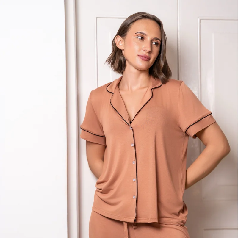Aadaraya  Aadaraya Pyjama Set Shirt and Pants Rayon for Women | Best Price UAE
