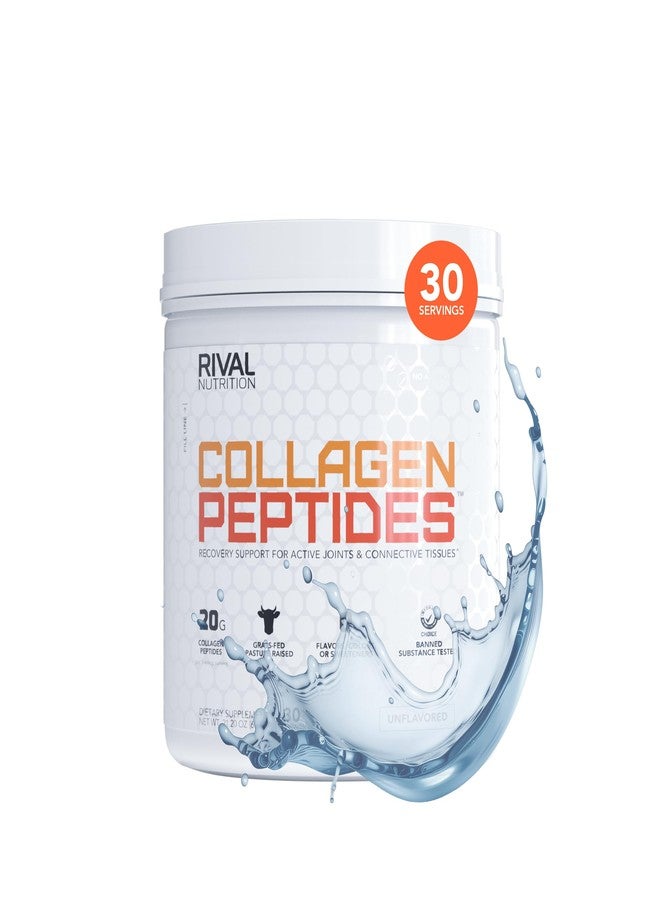 RIVAL NUTRITION مسحوق ببتيدات الكولاجين من ريفال نيوترشن - 30 حصة (بدون نكهة) - 20 غرام من ببتيدات الأبقار التي تتغذى على العشب | خالٍ من الغلوتين، مناسب لحمية الكيتو والباليو - يدعم صحة الشعر والبشرة والأظافر والمفاصل والأنسجة الضامة - Image 1