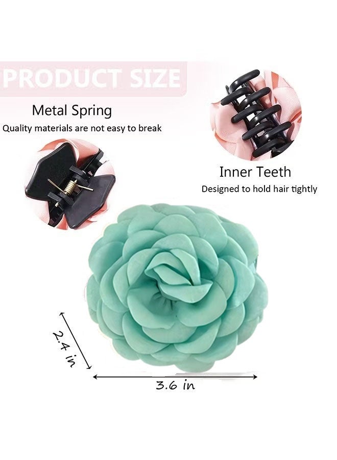 Happy D 4Pcs Rose Flower Claws Clips for Women, Large Hawaiian Rose Hair Clips, Floral Hair Clips for Women Girls Thin Hair, Blooming Rose Claws Clips, Non Slip Strong Hold for Thick Hair - Image 2