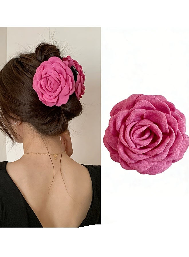 Happy D 4Pcs Rose Flower Claws Clips for Women, Large Hawaiian Rose Hair Clips, Floral Hair Clips for Women Girls Thin Hair, Blooming Rose Claws Clips, Non Slip Strong Hold for Thick Hair - Image 4