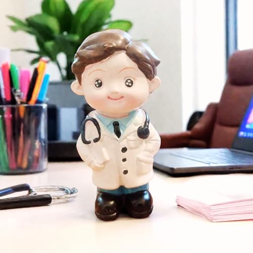 YOURKARTS.COM Yourkarts Small PVC Doctors Figures with Stethoscope for Office Desk, Car Dashboard & Home Décor | Realistic Male Doctor Miniature Model | Medical Theme Decoration | car Accessories 2025 - Image 1