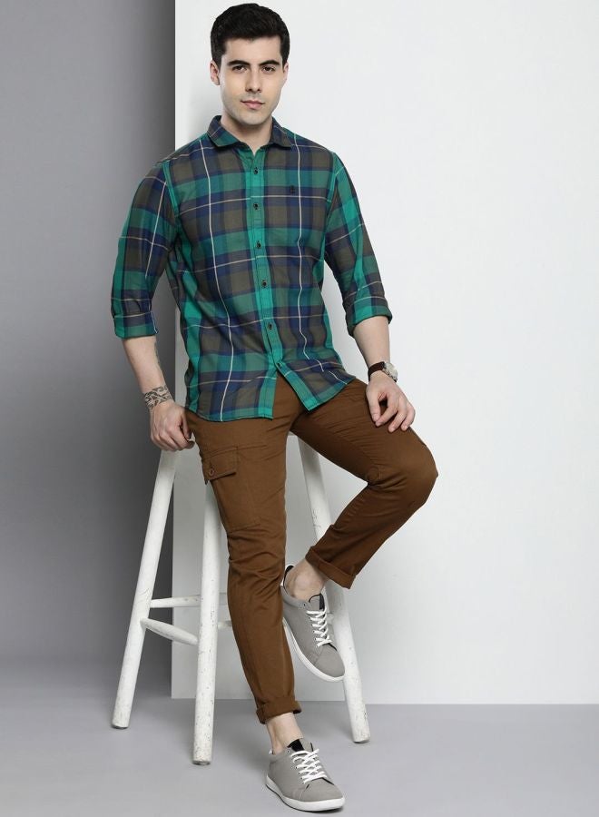 The Indian Garage Co Men Regular Fit Checkered Full Sleeves Cutaway Collar Casual Shirt - Image 5