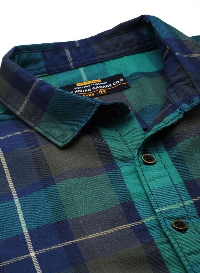 The Indian Garage Co Men Regular Fit Checkered Full Sleeves Cutaway Collar Casual Shirt - Image 4