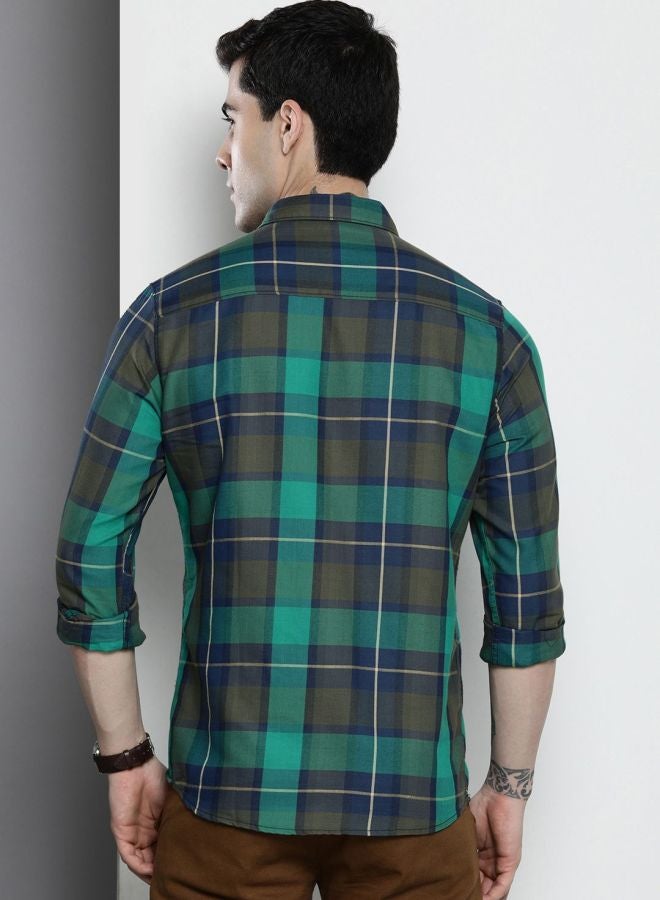 The Indian Garage Co Men Regular Fit Checkered Full Sleeves Cutaway Collar Casual Shirt - Image 2