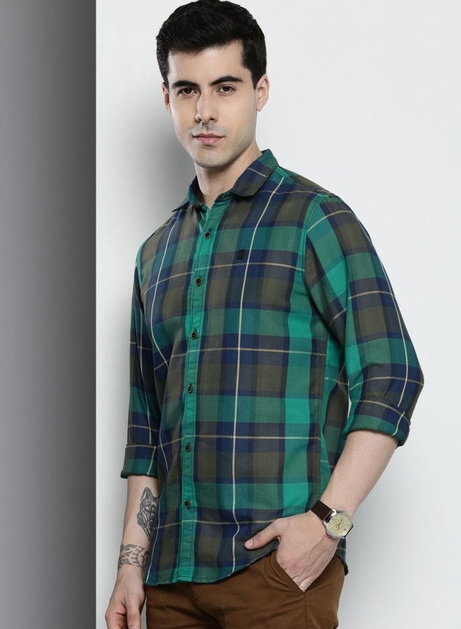 The Indian Garage Co Men Regular Fit Checkered Full Sleeves Cutaway Collar Casual Shirt - Image 3