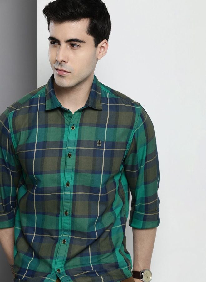 The Indian Garage Co Men Regular Fit Checkered Full Sleeves Cutaway Collar Casual Shirt - Image 1