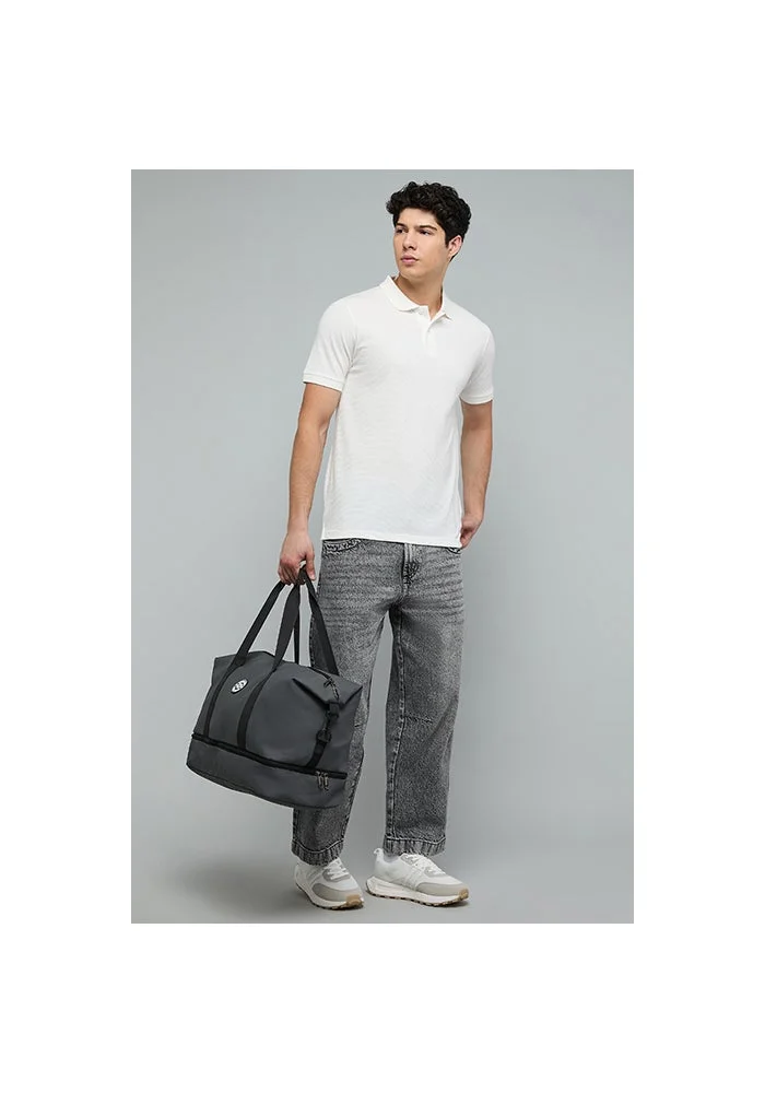 أر أند بي Textured Polo T-Shirt with Short Sleeves