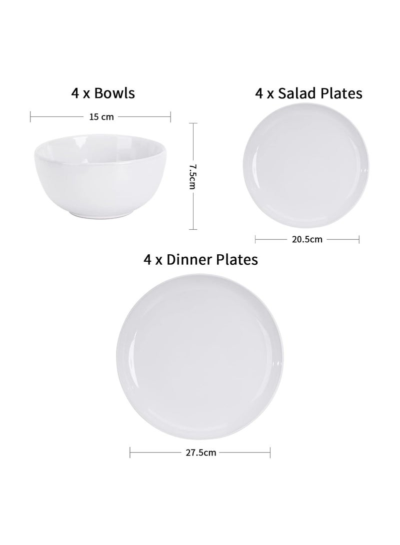 طقم 12 قطعة بورسلين 4 اطباق كبير 4 اطباق صغير 4 بولة - Image 3