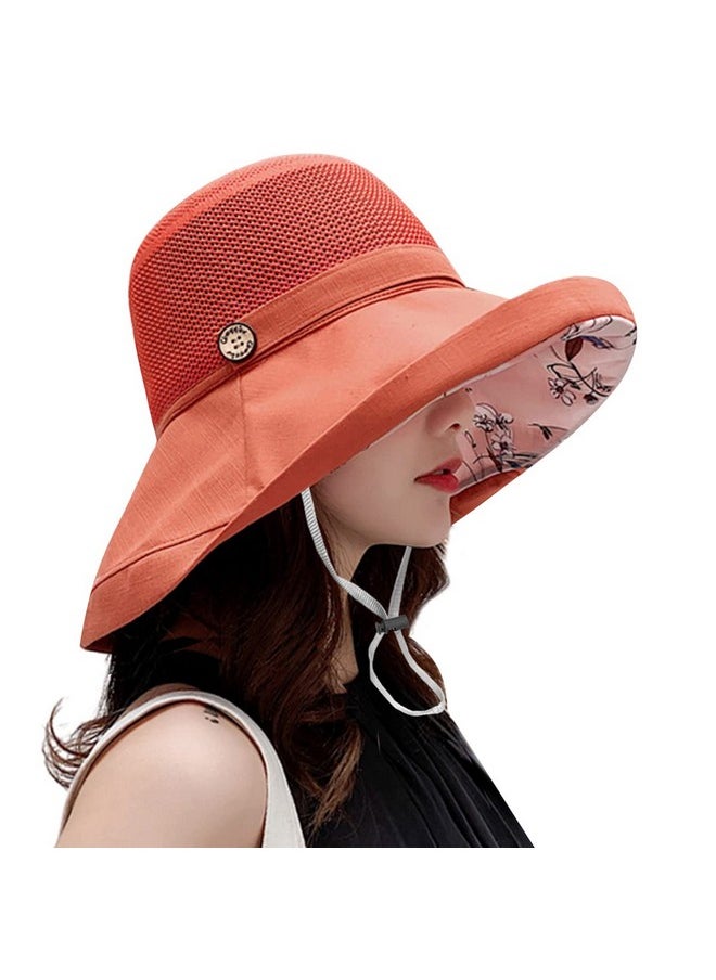 Huamulan - Women Mesh Crown Wide Brim Sun Hats Floppy Summer Uv Protection Upf Hat For Beach Hiking Garden Travel Lawn Work - Image 1