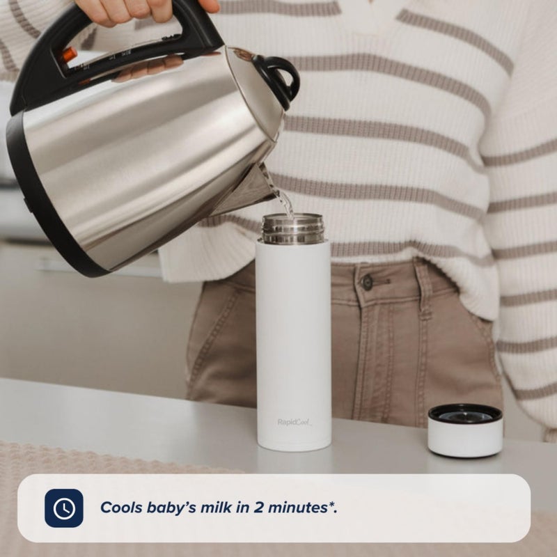 Nuby RapidCool Portable Baby Bottle Maker - with Milk Powder Dispenser and Digital Lid - Ideal for Travel Bottles and Night Feeds - Stainless Steel - Image 3