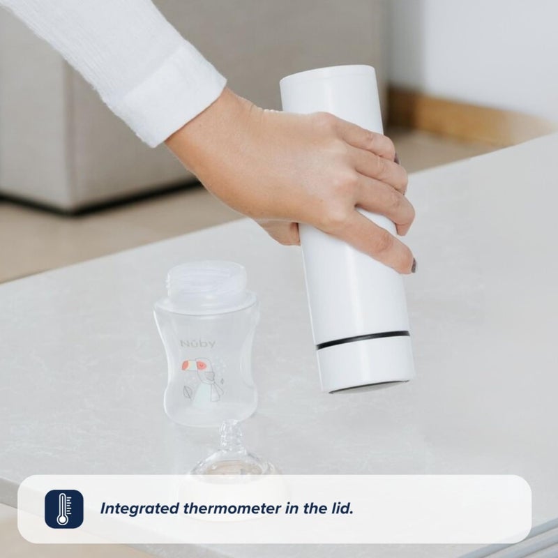 Nuby RapidCool Portable Baby Bottle Maker - with Milk Powder Dispenser and Digital Lid - Ideal for Travel Bottles and Night Feeds - Stainless Steel - Image 5