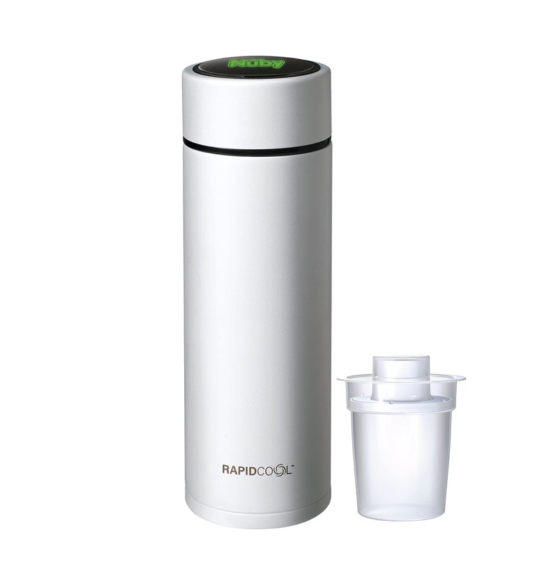 Nuby RapidCool Portable Baby Bottle Maker - with Milk Powder Dispenser and Digital Lid - Ideal for Travel Bottles and Night Feeds - Stainless Steel - Image 1