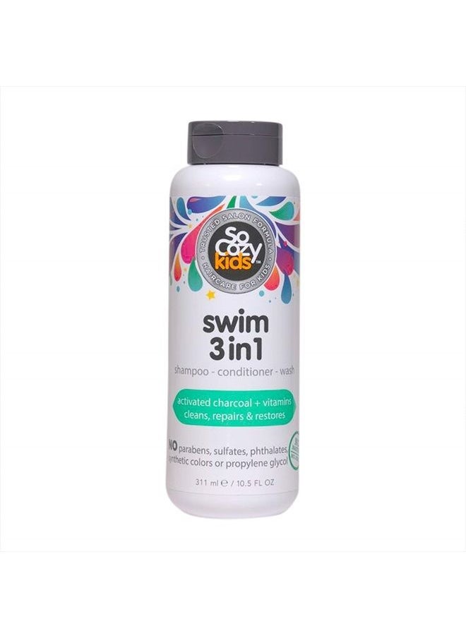 SO COZY SoCozy Kids Swim 3-in-1 Shampoo, Conditioner & Body Wash - 3-in-1 Combo Pool Shampoo & Conditioner for Swimmers - Salt & Chlorine Removing Activated Charcoal  - Image 1