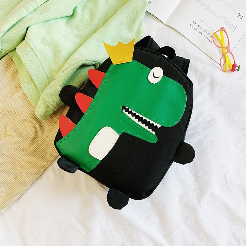 New Kids Dinosaur Backpack Cartoon Student Bag Large Black 