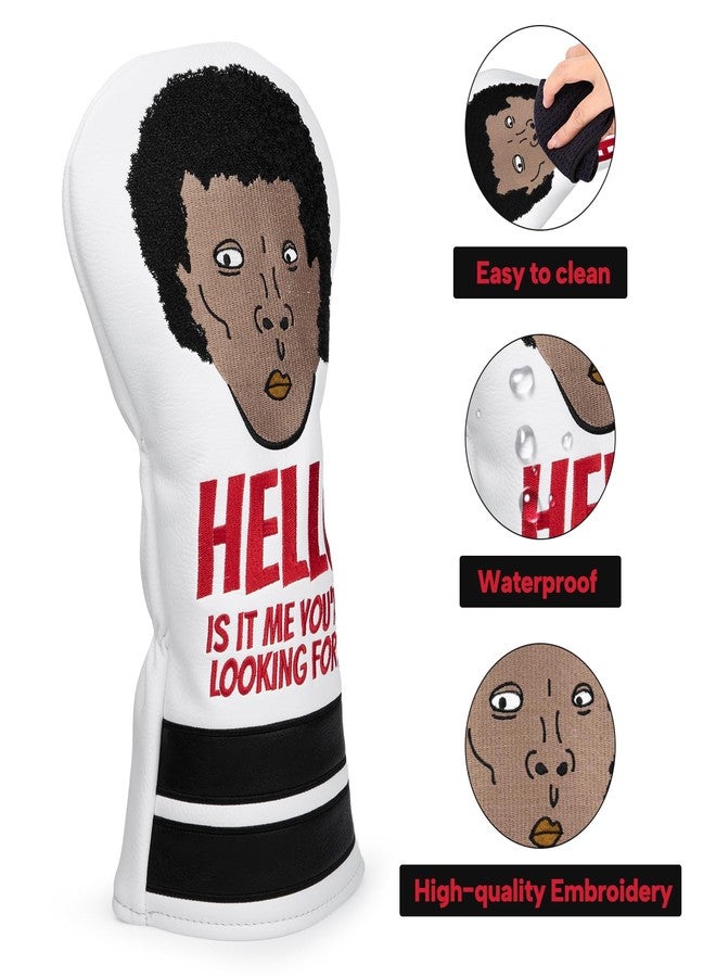 brdejc Golf Club Covers Funny Embroidery Driver Cover Fariway Wood Headcover Hybrid Covers Leather Golf Headcovers for Most Brand (for Fariway Wood/White) - Image 5