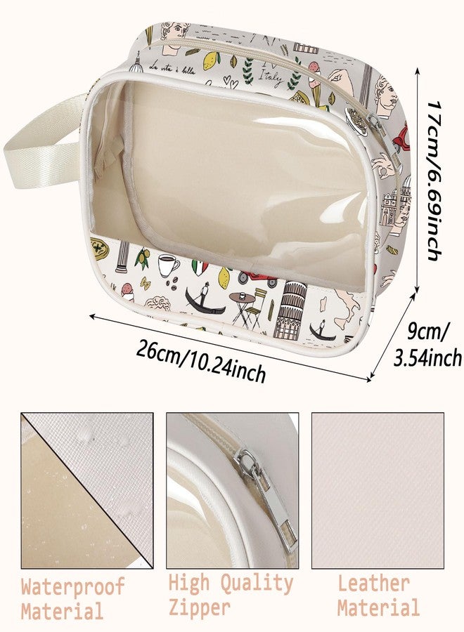 حقيبة مكياج شفافة من WCGXKO هدية من إيطاليا، الحياة أجمل في إيطاليا، تذكارات من روما، إيطاليا، هدية علم إيطاليا (حقيبة مكياج إيطالية) - Image 2