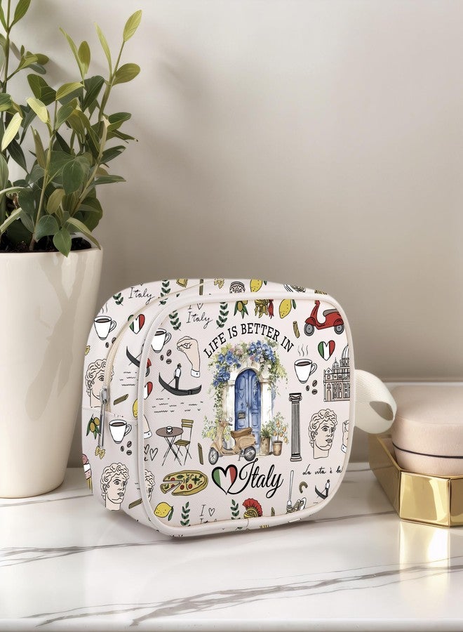 حقيبة مكياج شفافة من WCGXKO هدية من إيطاليا، الحياة أجمل في إيطاليا، تذكارات من روما، إيطاليا، هدية علم إيطاليا (حقيبة مكياج إيطالية) - Image 4