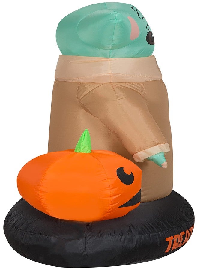 Gemmy Airblown Inflatable Grogu™ with Jack O' Lantern, 5.5 ft Tall, Brown - Image 3