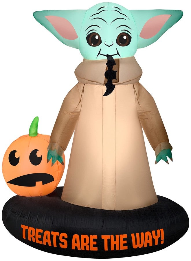 Gemmy Airblown Inflatable Grogu™ with Jack O' Lantern, 5.5 ft Tall, Brown - Image 1