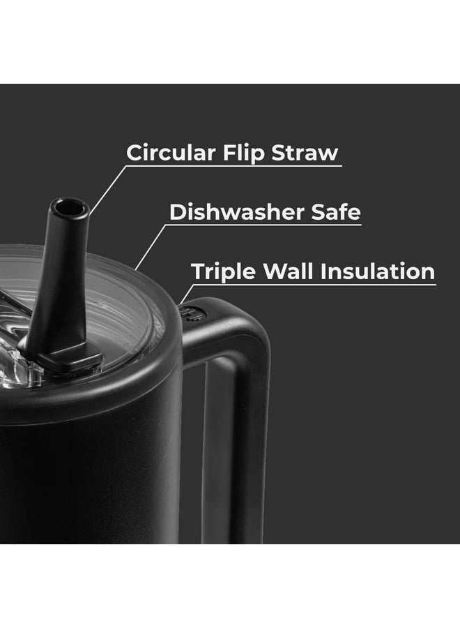 HydroJug هيدروجوج ترافيلر - زجاجة ماء سعة 32 أونصة مع مقبض وقشة قابلة للطي - تناسب حوامل الأكواب، كوب مقاوم للتسرب - قابلة لإعادة الاستخدام من الفولاذ المقاوم للصدأ وقاعدة مطاطية - هدايا للنساء والرجال، أسود - Image 3